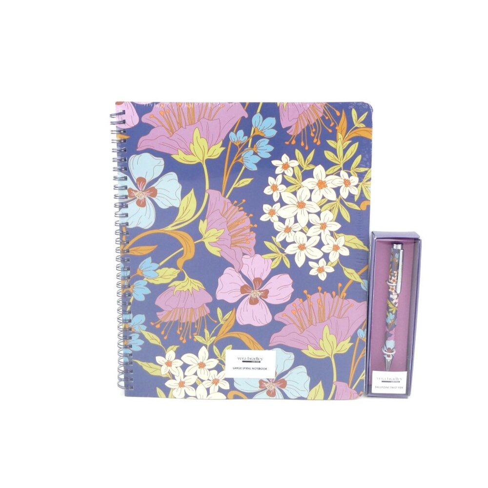 Vera Bradley Coffee Garden Large Spiral Notebook & Ball Point Pen‎ Set NWT